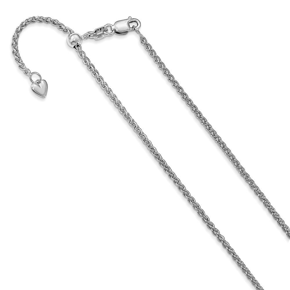 10K White Gold Adjustable 1.6mm Semi Solid Spiga Chain