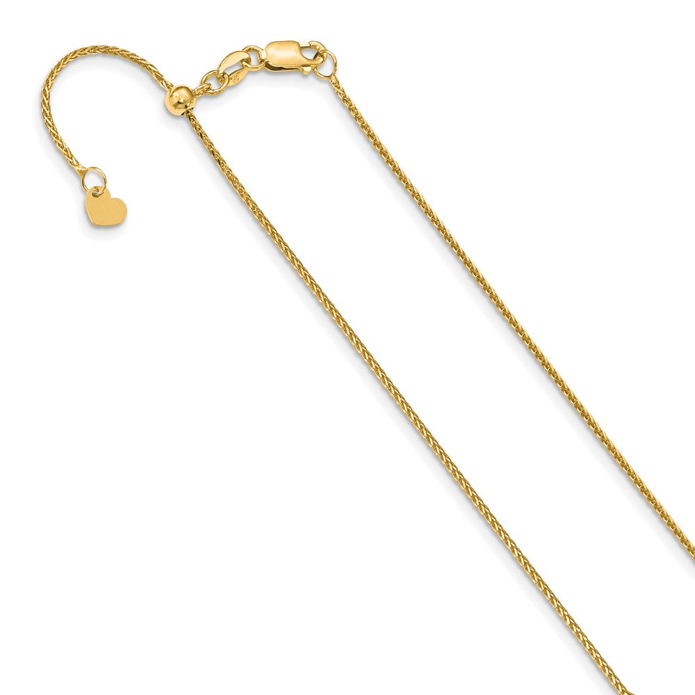 10K Yellow Gold Adjustable 1mm Diamond-cut Wheat Chain