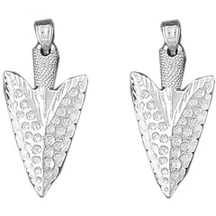 Sterling Silver 31mm 3D Arrowhead Earrings