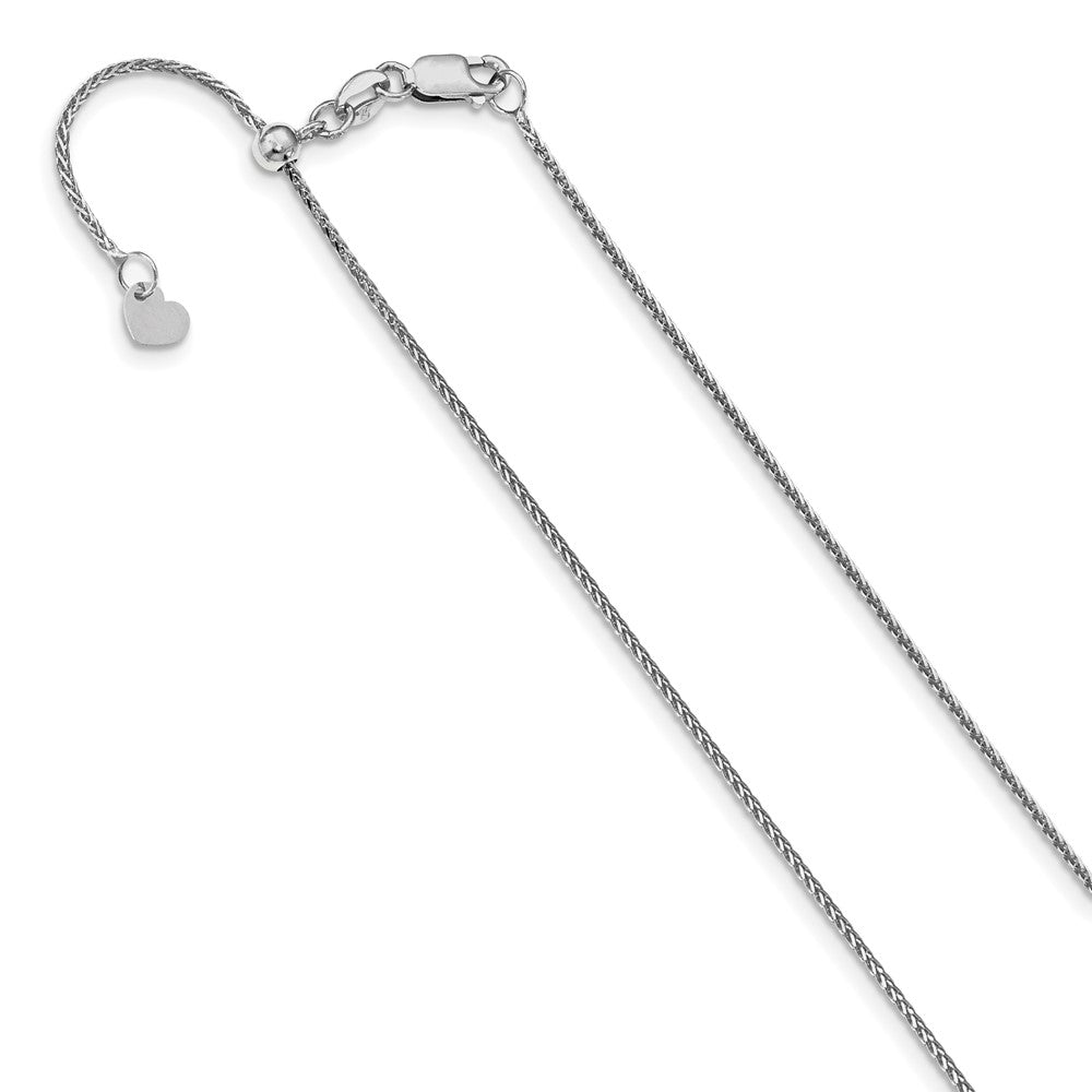 10K White Gold Adjustable 1mm Diamond-cut Wheat Chain