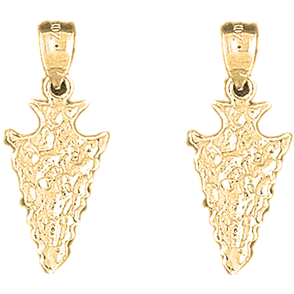 Yellow Gold-plated Silver 26mm Arrowhead Earrings