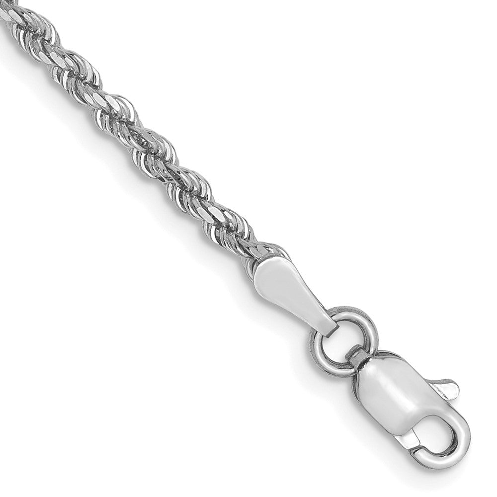 10K White Gold 2.25mm Diamond-cut Rope Chain