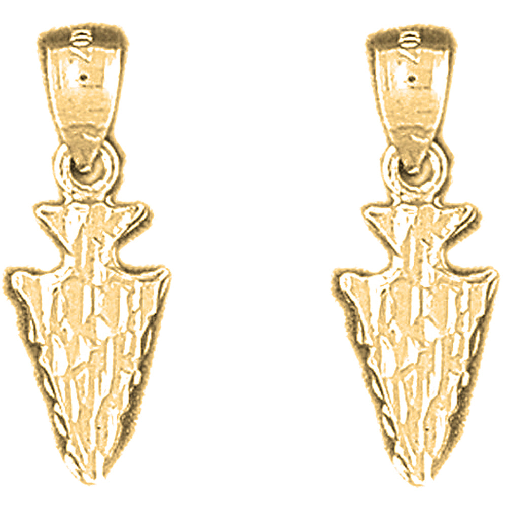 14K or 18K Gold 22mm Arrowhead Earrings