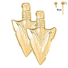 Sterling Silver 19mm Arrowhead Earrings (White or Yellow Gold Plated)