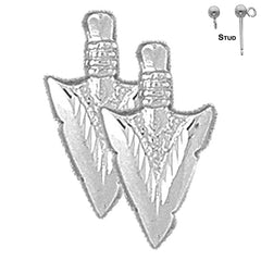 Sterling Silver 19mm Arrowhead Earrings (White or Yellow Gold Plated)