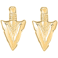 Yellow Gold-plated Silver 19mm Arrowhead Earrings