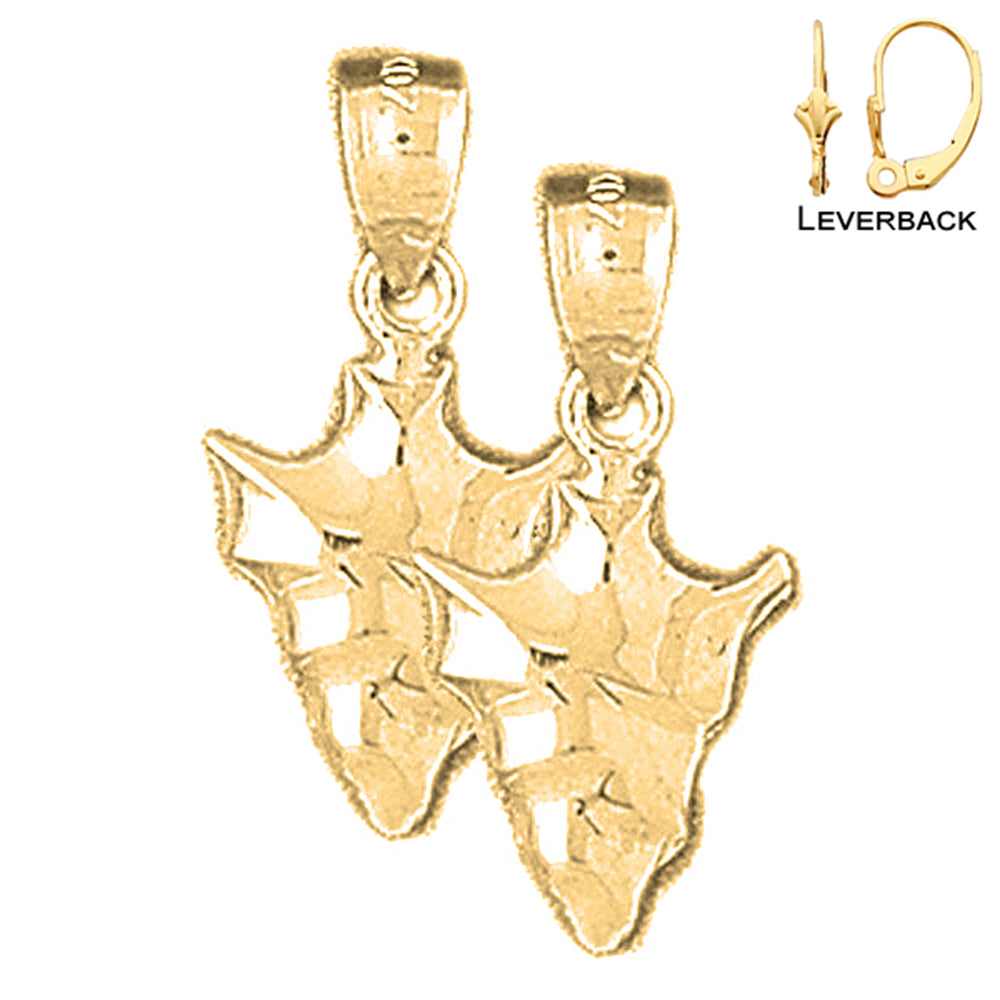 14K or 18K Gold Arrowhead Earrings