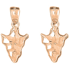 14K or 18K Gold 22mm Arrowhead Earrings