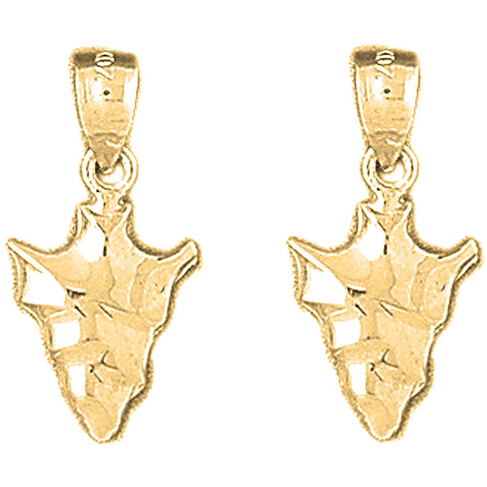 Yellow Gold-plated Silver 22mm Arrowhead Earrings