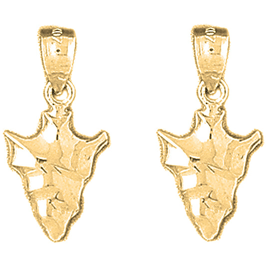 Yellow Gold-plated Silver 22mm Arrowhead Earrings