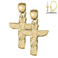Sterling Silver 30mm Totem Pole Earrings (White or Yellow Gold Plated)