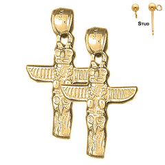 Sterling Silver 30mm Totem Pole Earrings (White or Yellow Gold Plated)