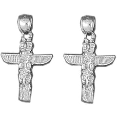 Sterling Silver 30mm Totem Pole Earrings