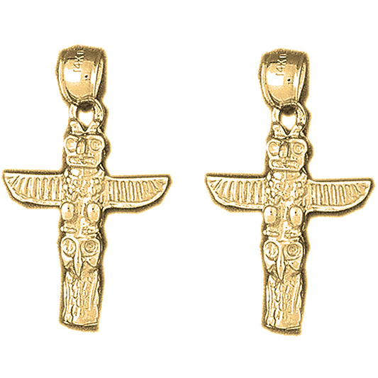 Yellow Gold-plated Silver 30mm Totem Pole Earrings