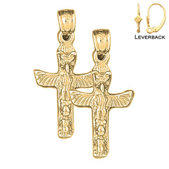 Sterling Silver 28mm Totem Pole Earrings (White or Yellow Gold Plated)