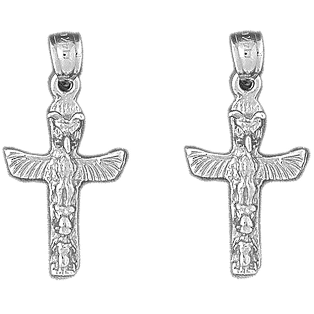 Sterling Silver 28mm Totem Pole Earrings