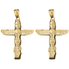 Yellow Gold-plated Silver 46mm Totem Pole Earrings