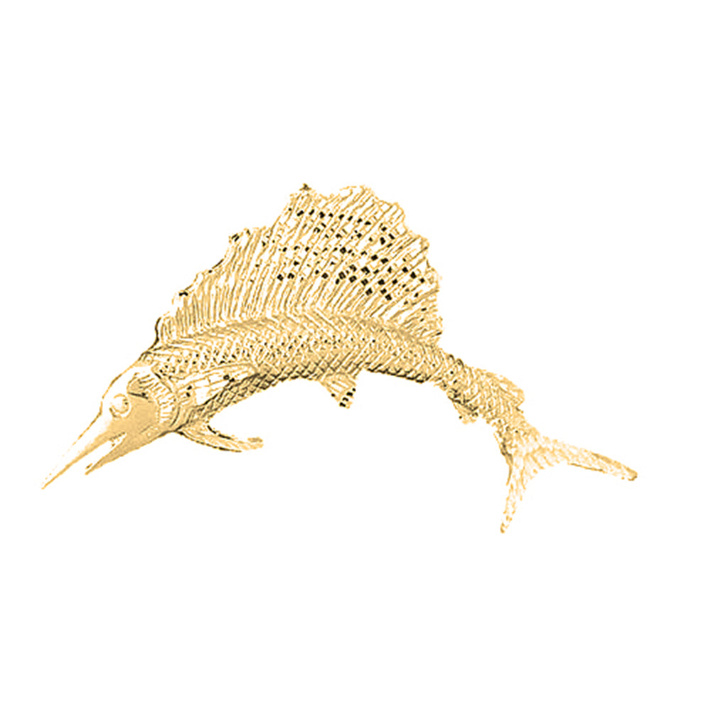 10K, 14K or 18K Gold Sailfish Pendant