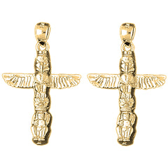 14K or 18K Gold 33mm Totem Pole Earrings