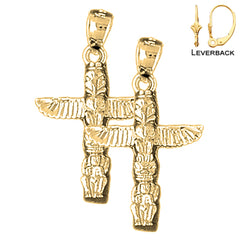 Sterling Silver 28mm Totem Pole Earrings (White or Yellow Gold Plated)