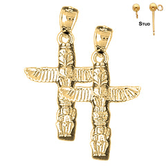 Sterling Silver 28mm Totem Pole Earrings (White or Yellow Gold Plated)