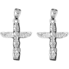 Sterling Silver 28mm Totem Pole Earrings