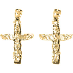 Yellow Gold-plated Silver 28mm Totem Pole Earrings