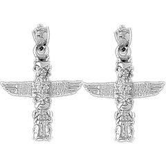 Sterling Silver 27mm Totem Pole Earrings