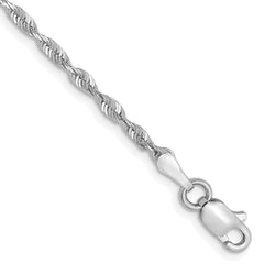 10K White Gold 2mm Diamond-cut Lightweight Rope Chain