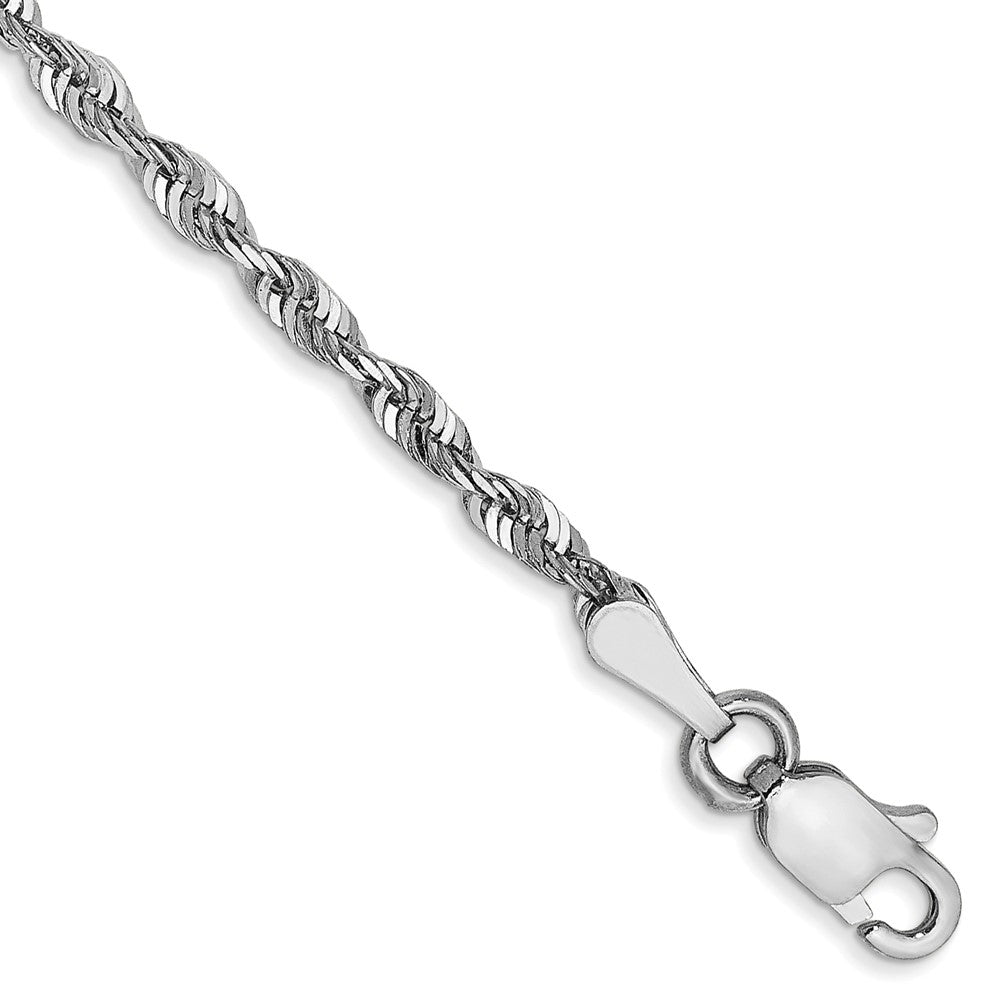 10K White Gold 2.25mm Diamond-cut Lightweight Rope Chain