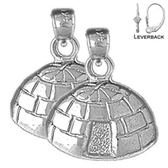 Sterling Silver 19mm Igloo Earrings (White or Yellow Gold Plated)