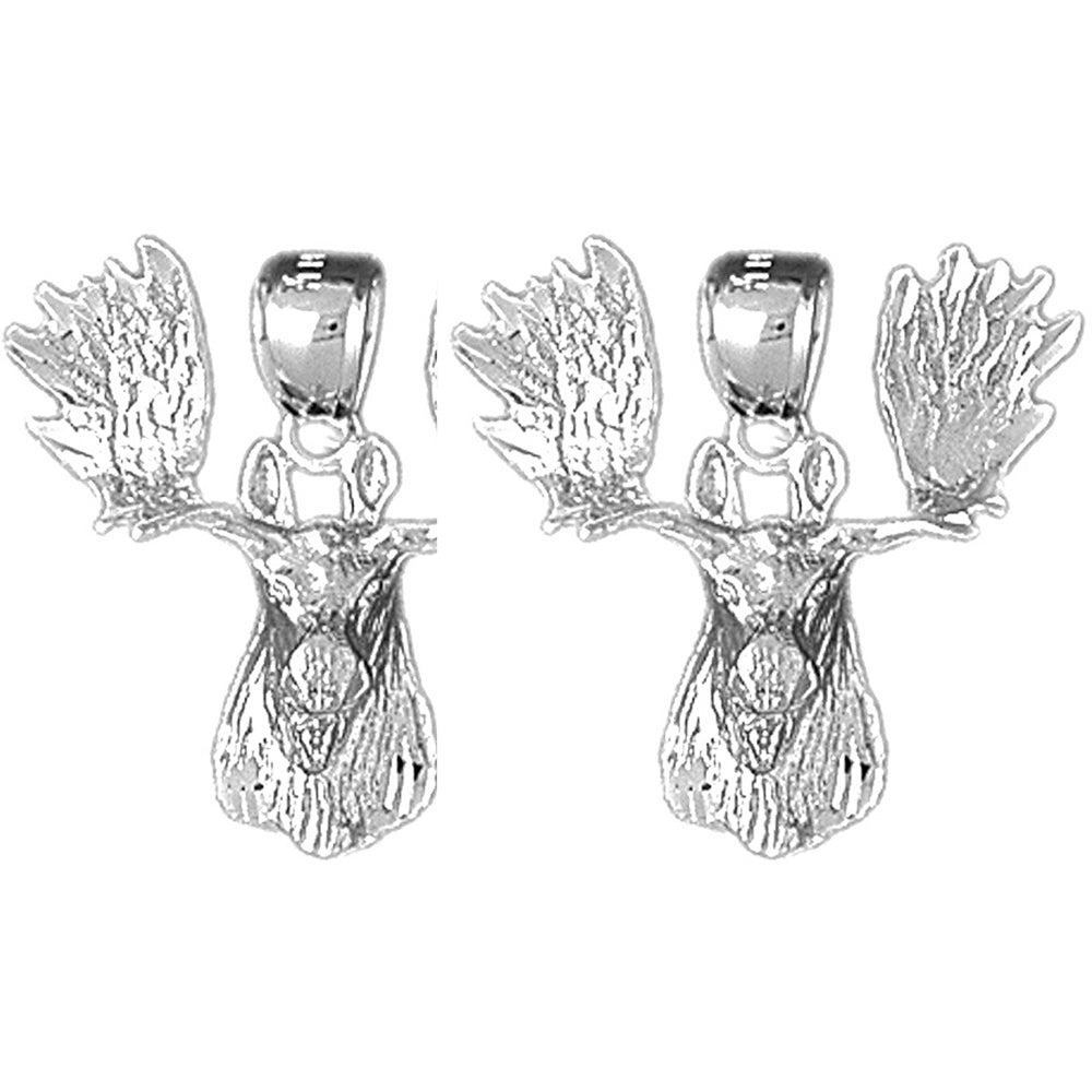 Sterling Silver 24mm Moose Earrings