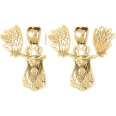 Yellow Gold-plated Silver 24mm Moose Earrings