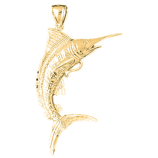 10K, 14K or 18K Gold Marlin Pendant