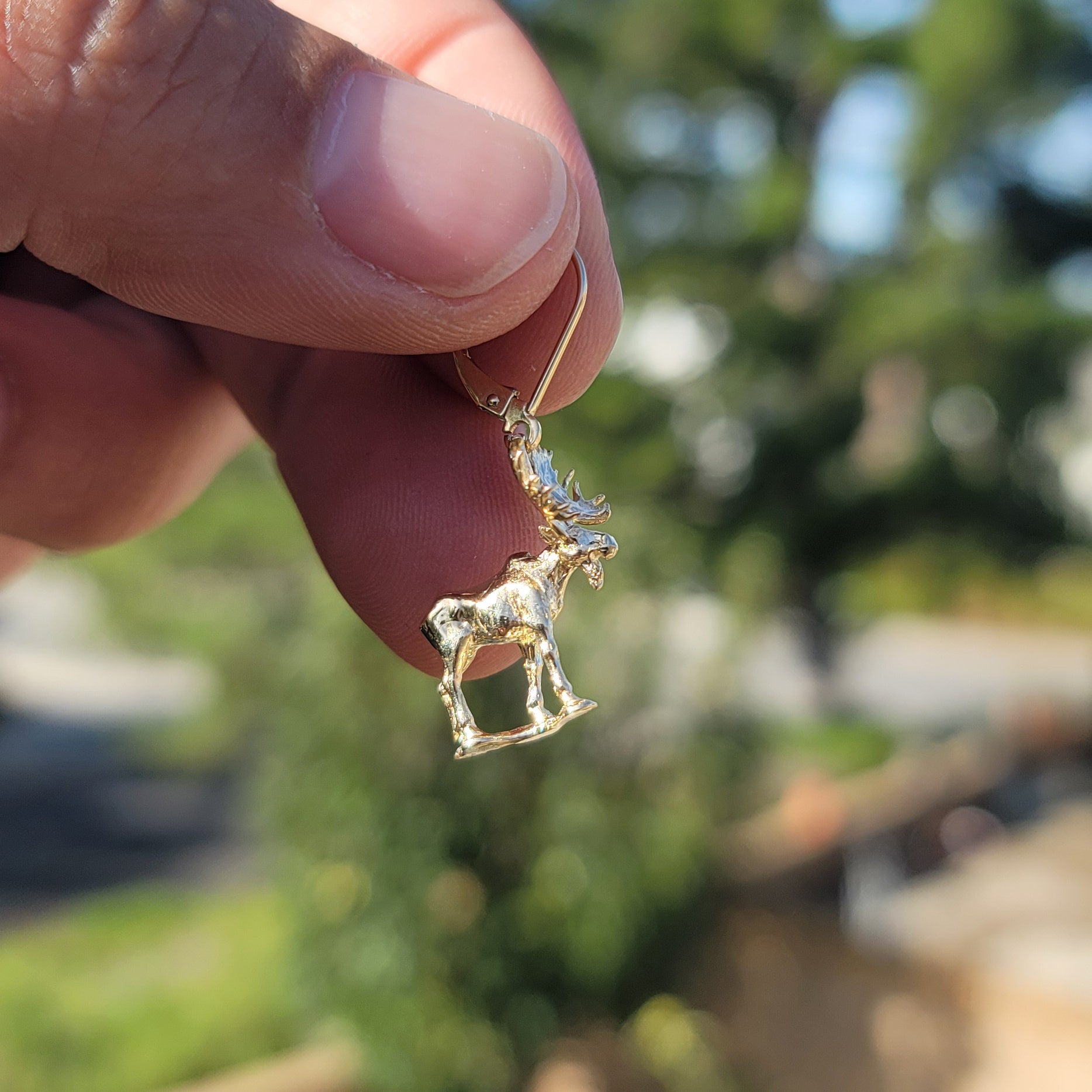 10K, 14K or 18K Gold Moose Pendant