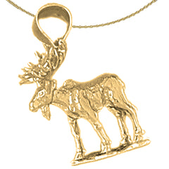 10K, 14K or 18K Gold Moose Pendant