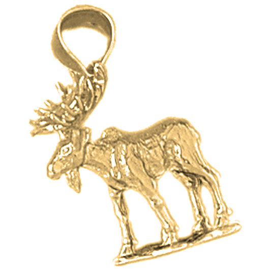 10K, 14K or 18K Gold Moose Pendant