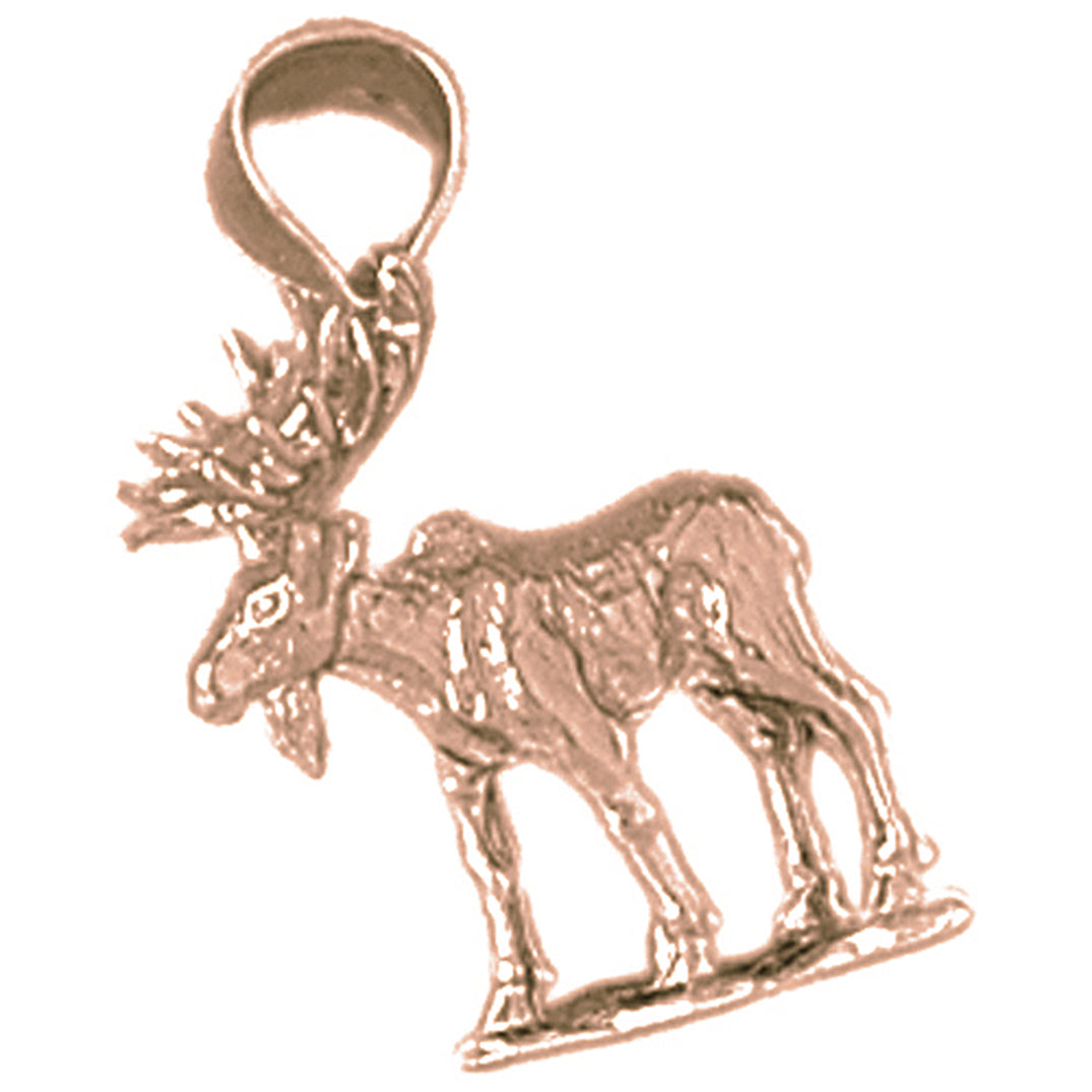 10K, 14K or 18K Gold Moose Pendant