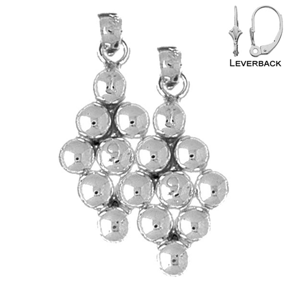 Sterling Silver 29mm 9 Ball Pool Earrings (White or Yellow Gold Plated)