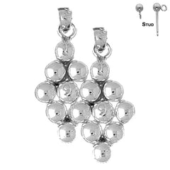 Sterling Silver 29mm 9 Ball Pool Earrings (White or Yellow Gold Plated)