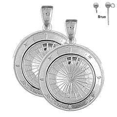 Sterling Silver 30mm Roulette Earrings (White or Yellow Gold Plated)