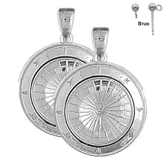 Pendientes de ruleta de plata de ley de 30 mm (chapados en oro blanco o amarillo)