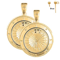 Sterling Silver 30mm Roulette Earrings (White or Yellow Gold Plated)