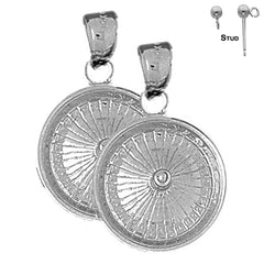 Sterling Silver 22mm Roulette Earrings (White or Yellow Gold Plated)