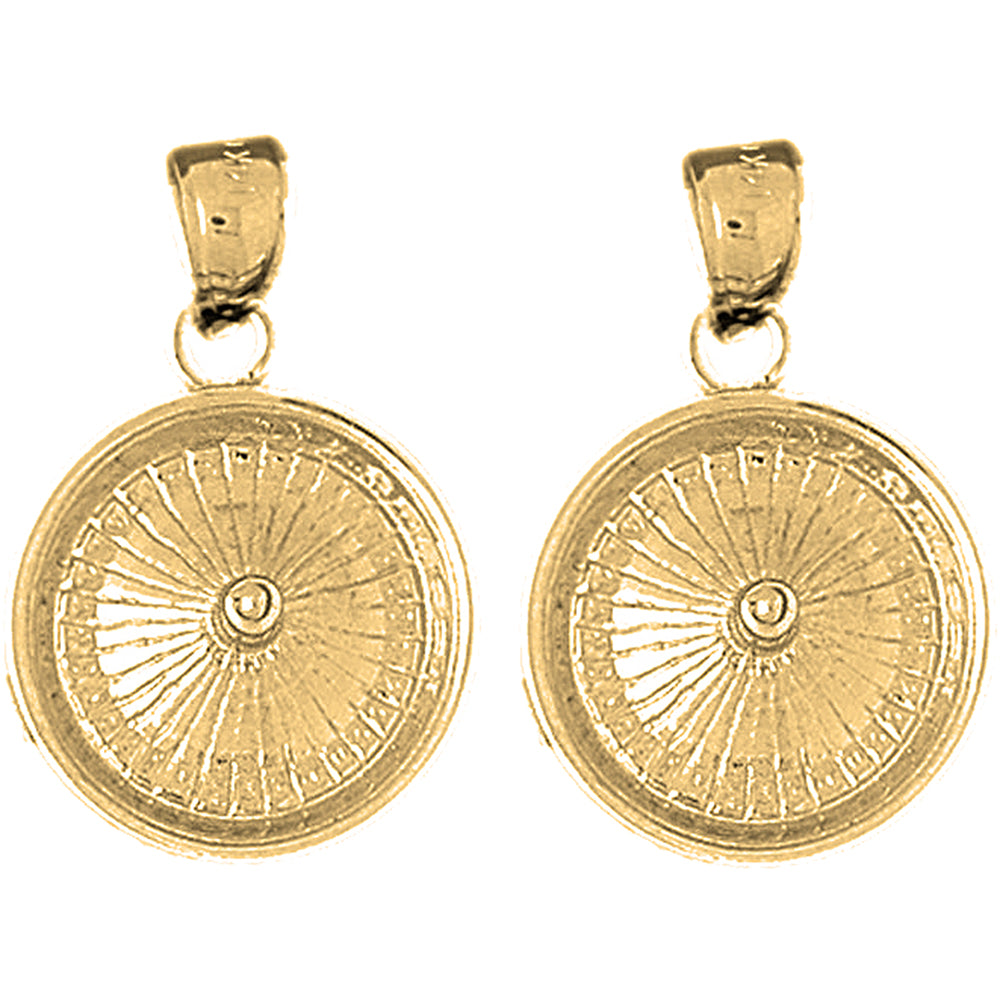Yellow Gold-plated Silver 22mm Roulette Earrings