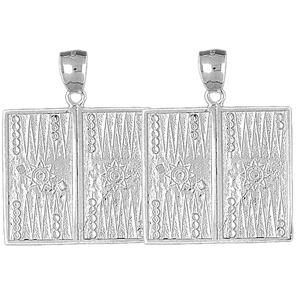 Sterling Silver 36mm Backgammon Earrings