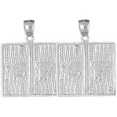 Sterling Silver 36mm Backgammon Earrings