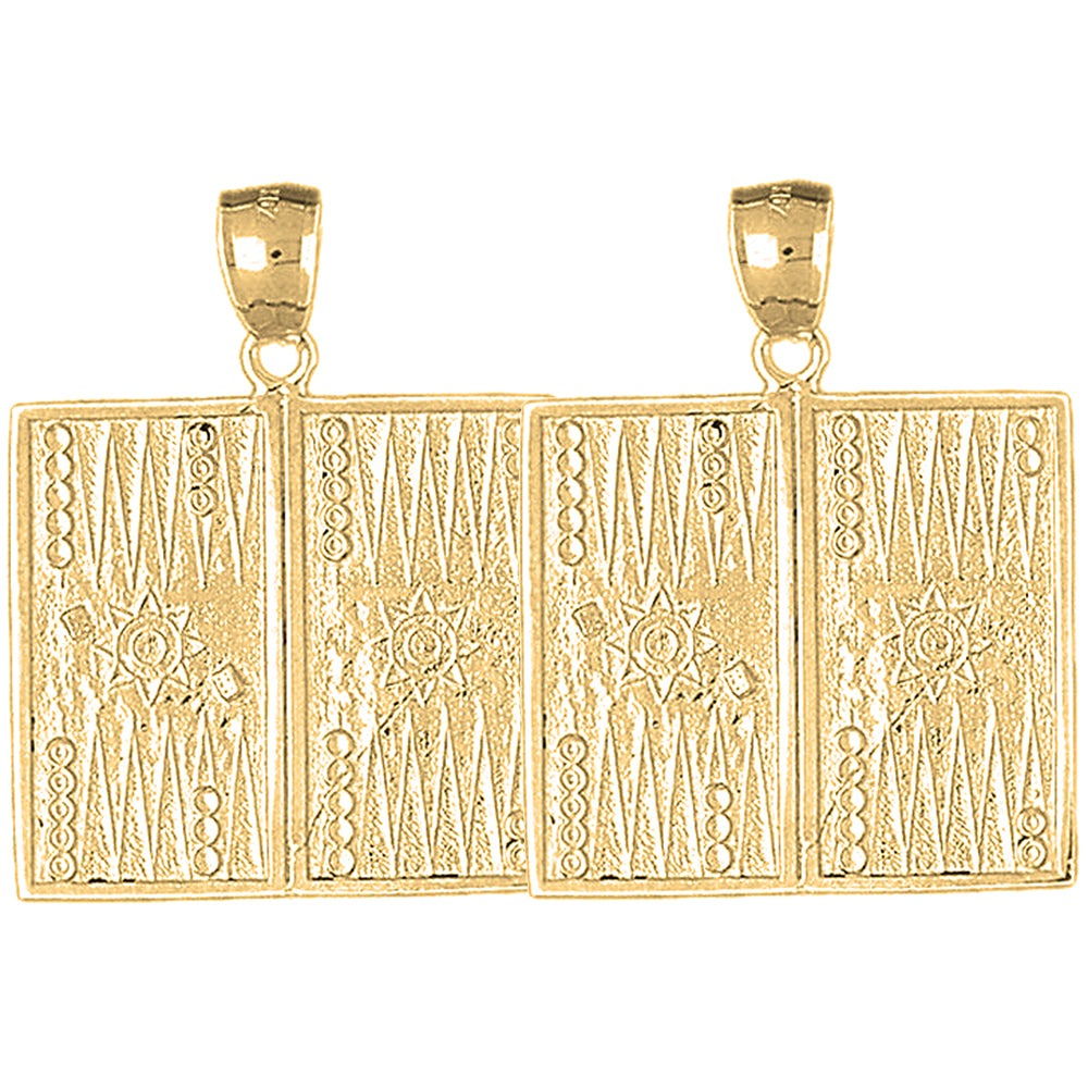 Yellow Gold-plated Silver 36mm Backgammon Earrings