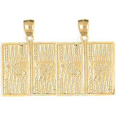 Yellow Gold-plated Silver 36mm Backgammon Earrings