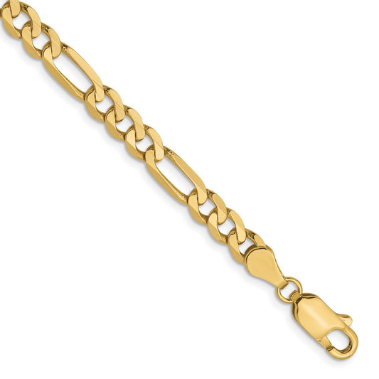 10K Yellow Gold 4.75mm Flat Figaro Chain